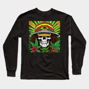 Reggae Music - Jamaican Stoner Skull 32 Long Sleeve T-Shirt